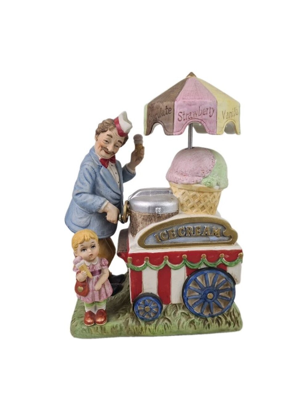 Melody in Motion Waco Ice Cream Vendor Porcelain Figure Mechanism Vintage W10